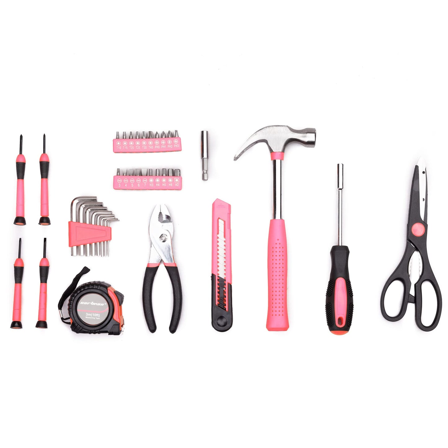 Cartman Pink 39piece Tool Set General Household Hand Tool Kit with Plastic Toolbox Storage Case