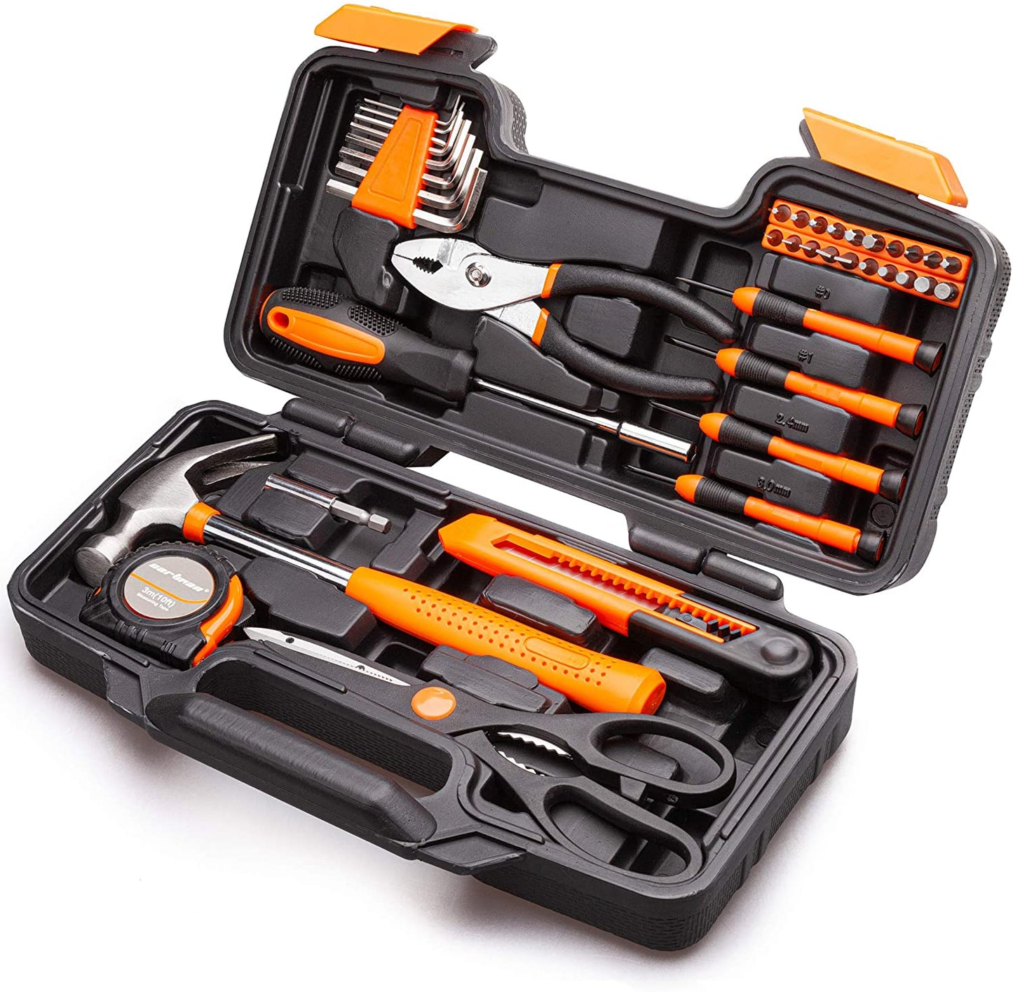 CARTMAN Orange 39-Piece Tool Set - General Household Hand Tool Kit with Plastic Toolbox Storage Case…