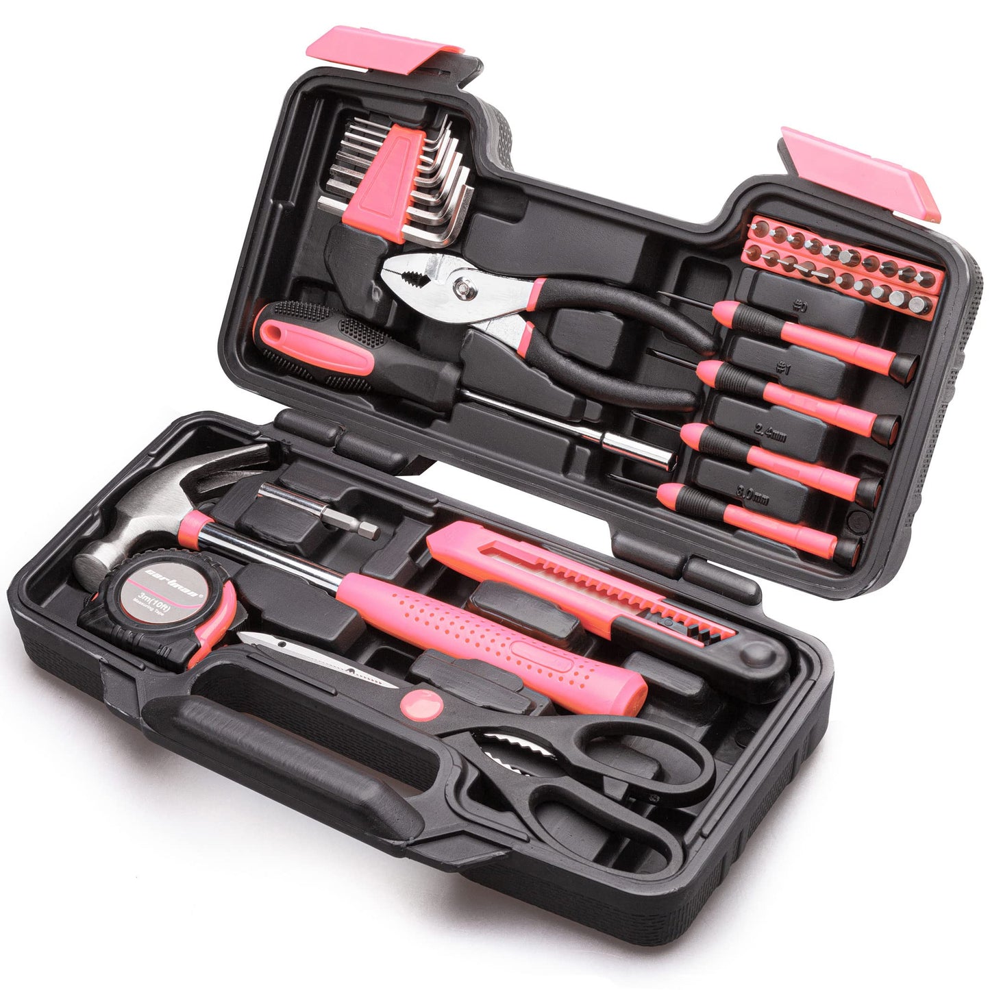 Cartman Pink 39piece Tool Set General Household Hand Tool Kit with Plastic Toolbox Storage Case