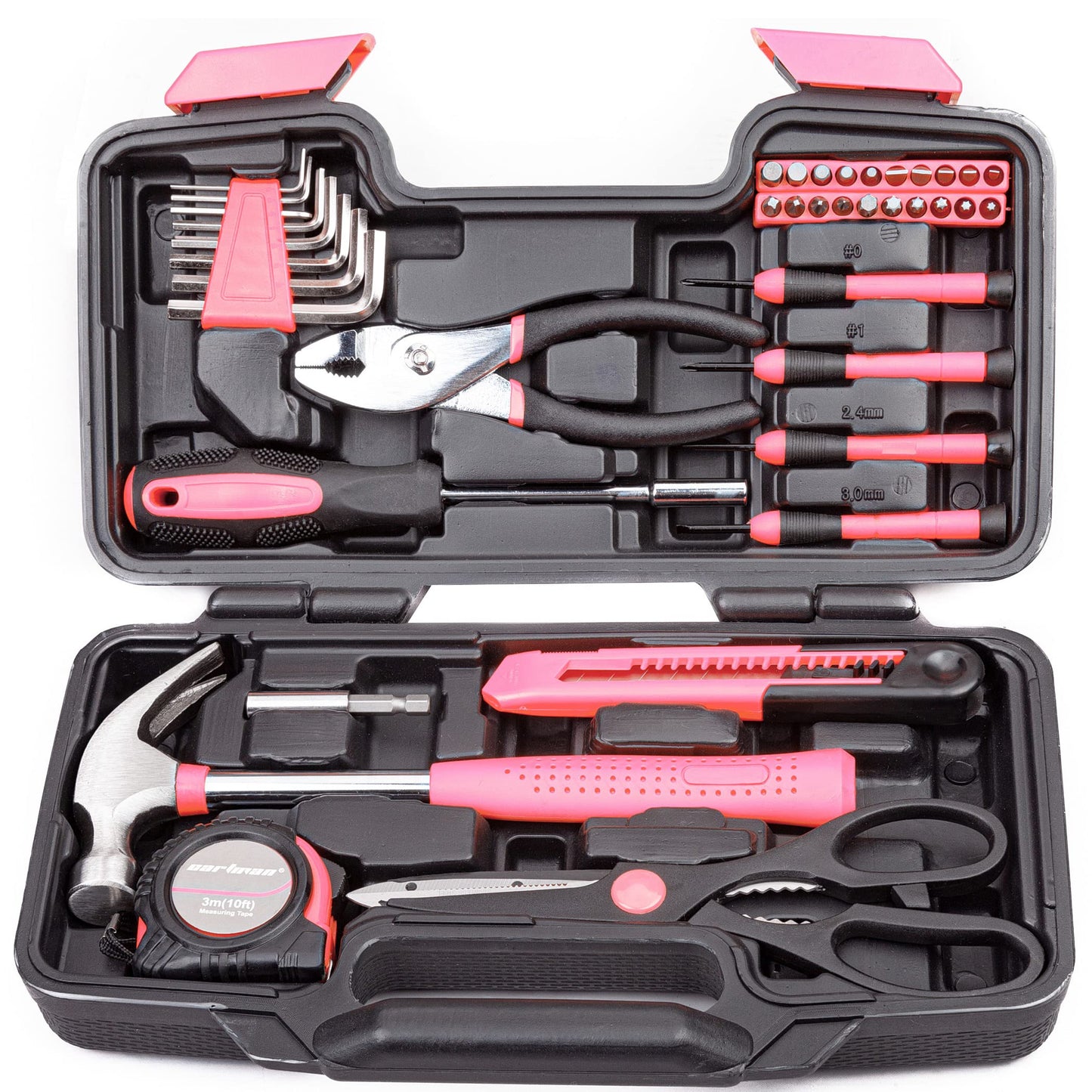 Cartman Pink 39piece Tool Set General Household Hand Tool Kit with Plastic Toolbox Storage Case