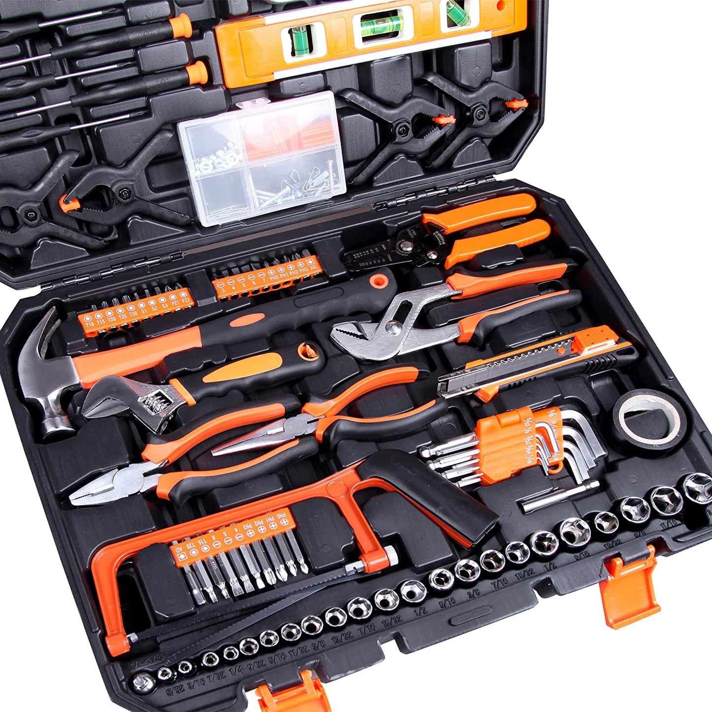 CARTMAN Tool Set 168Pcs Orange General Household Hand Tool Kit with Plastic Toolbox Electricians Tools in Storage Case